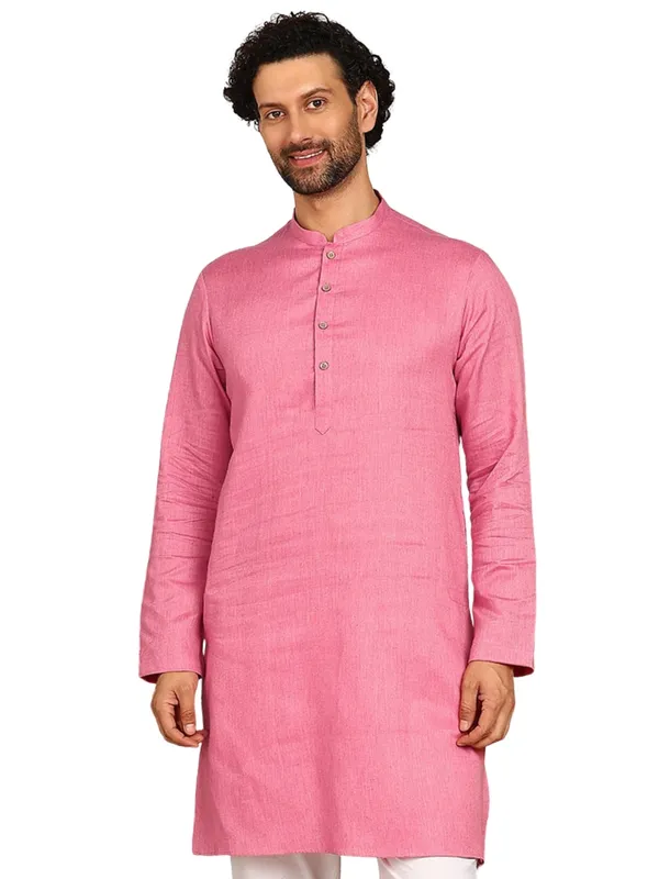 Men_Rose_Pink_Woven_Straight_Kurta