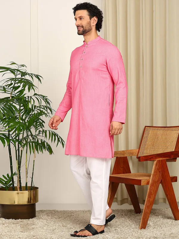 Pink_Woven_Straight_Kurta_With_Pyjama