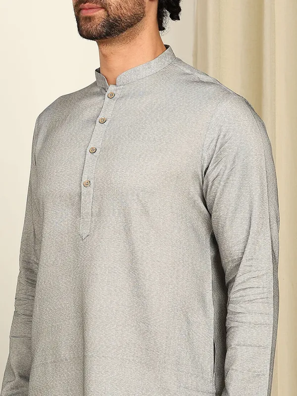 Grey_Woven_Straight_Kurta_With_Pyjama