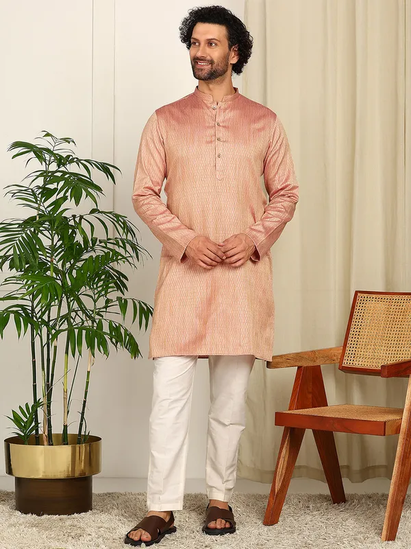 Pink_Woven_Silk_Straight_Kurta_With_Pyjama