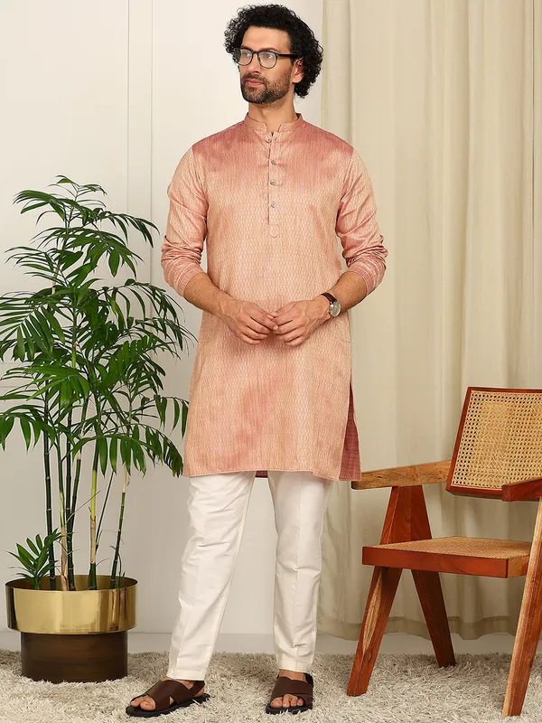 Pink_Woven_Silk_Straight_Kurta_With_Pyjama