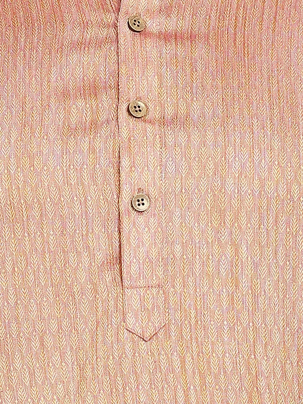 Pink_Woven_Silk_Straight_Kurta_With_Pyjama