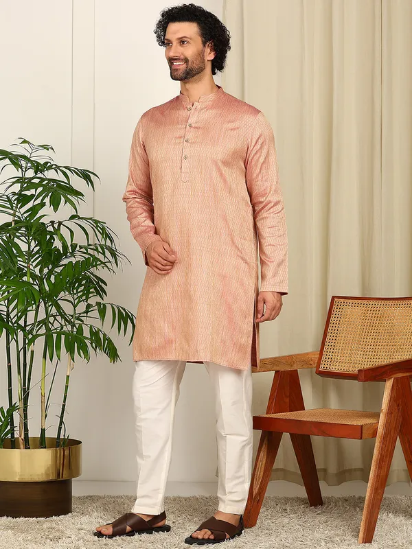 Pink_Woven_Silk_Straight_Kurta_With_Pyjama