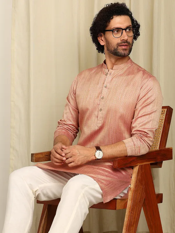 Pink_Woven_Silk_Straight_Kurta_With_Pyjama