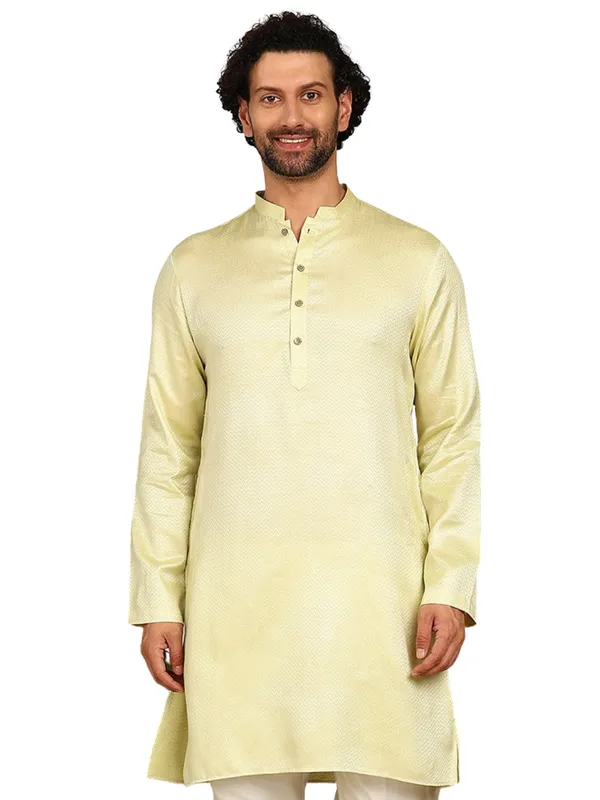 Men_Lime_Woven_Silk_Straight_Kurta