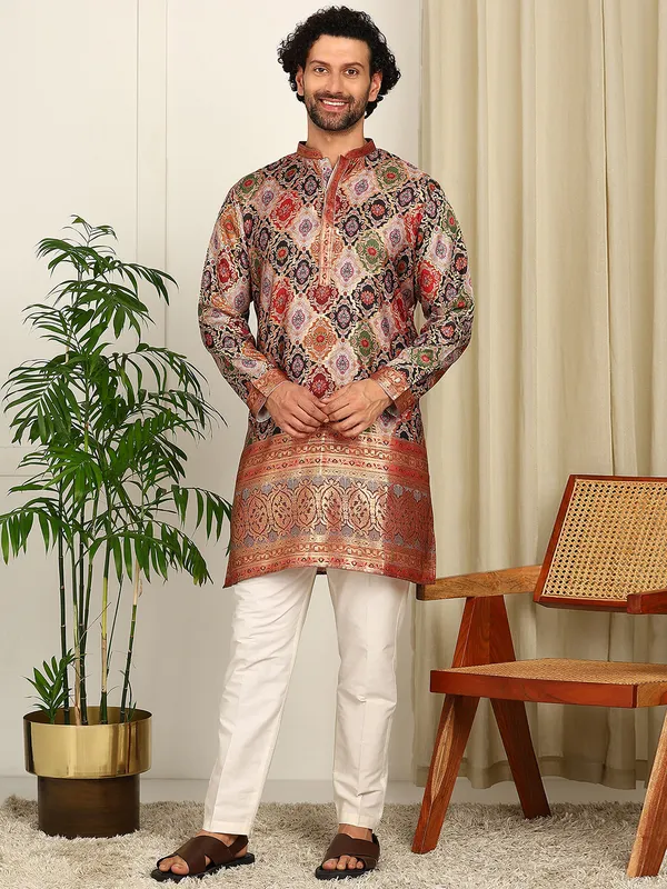 Multi-Color_Foil_Printed_Straight_Kurta_With_Pyjama