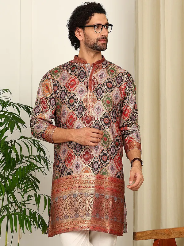 Multi-Color_Foil_Printed_Straight_Kurta_With_Pyjama