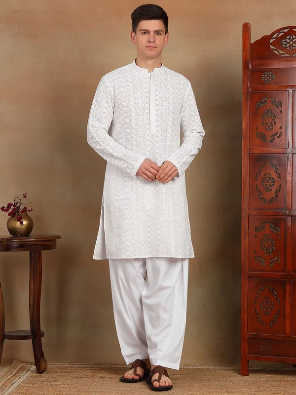 White_Chikankari_Embroidered_Straight_Kurta_Paired_with_Salwar