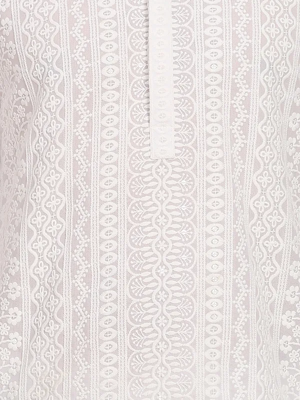 Men_White_Chikankari_Embroidered_Straight_Kurta_With_Salwar