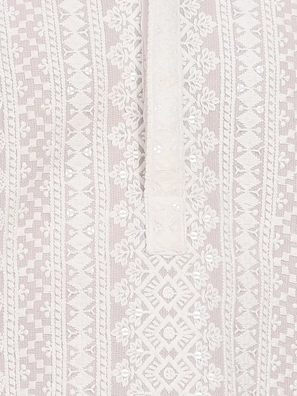 Men_White_Chikankari_Embroidered_Straight_Kurta_With_Salwar