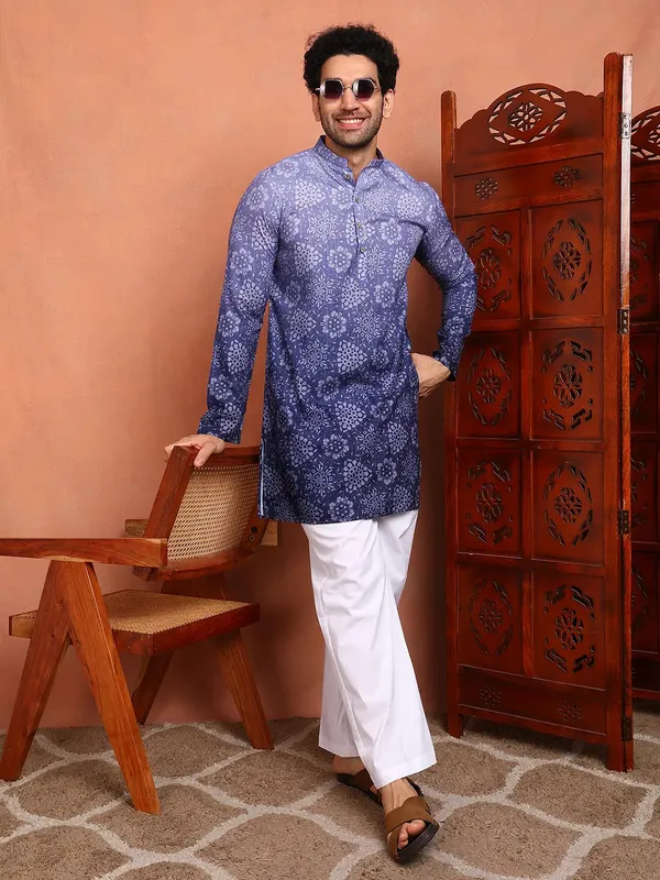 Men_Blue_Cotton_Silk_Ombre_Printed_Straight_Kurta