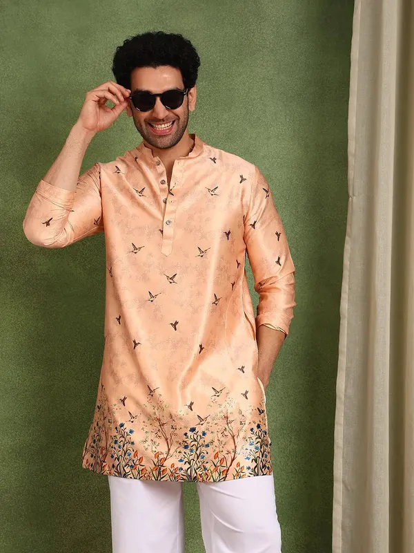 Men_Pink_Floral_Printed_Chanderi_Silk_Kurta
