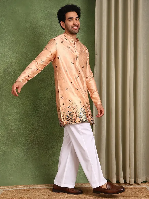Men_Pink_Floral_Printed_Chanderi_Silk_Kurta