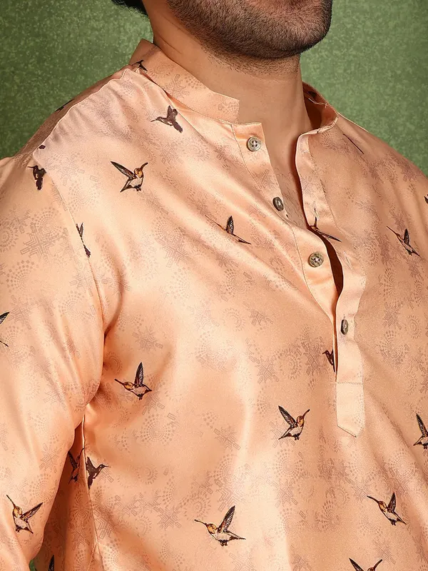 Men_Pink_Floral_Printed_Chanderi_Silk_Kurta