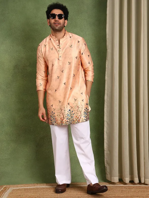 Men_Pink_Floral_Printed_Chanderi_Silk_Kurta
