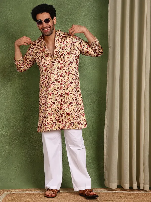 Men_Beige_Cotton_Satin_Straight_Printed_Kurta_With_Pyjama