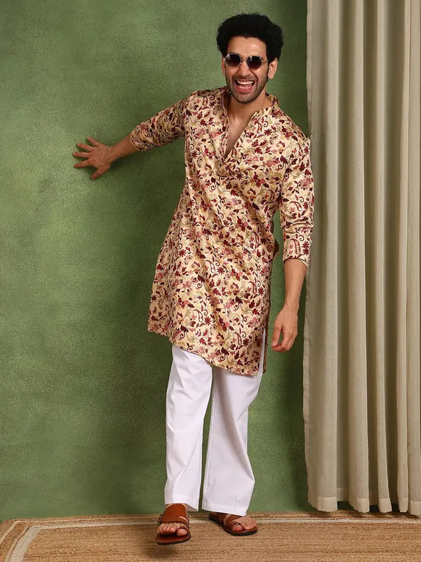 Men_Beige_Cotton_Satin_Straight_Printed_Kurta_With_Pyjama