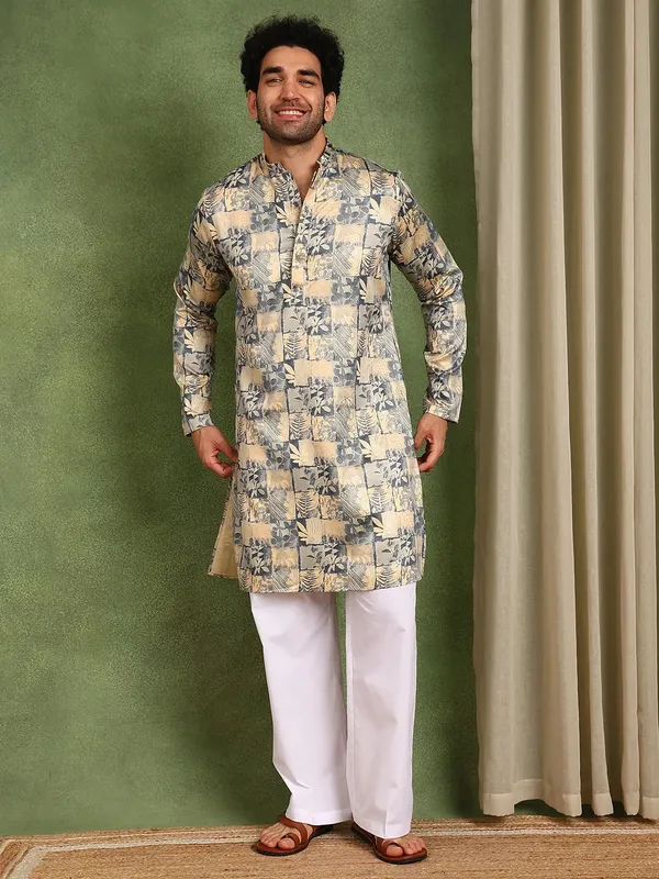 Men_Printed_Satin_Kurta