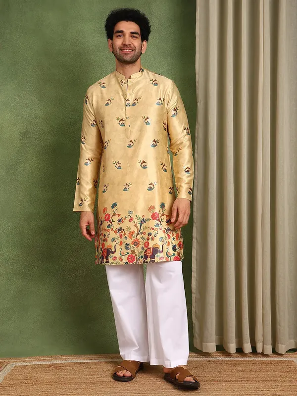 Men_Beige_Ethnic_Motifs_Printed_Indie_Prints_Chanderi_Silk_Kurta