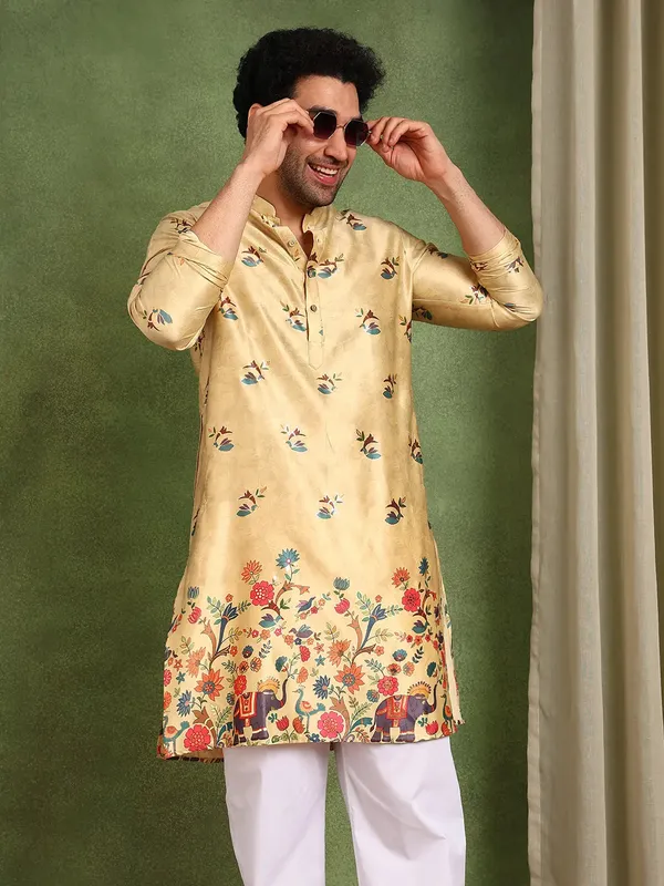 Men_Beige_Ethnic_Motifs_Printed_Indie_Prints_Chanderi_Silk_Kurta