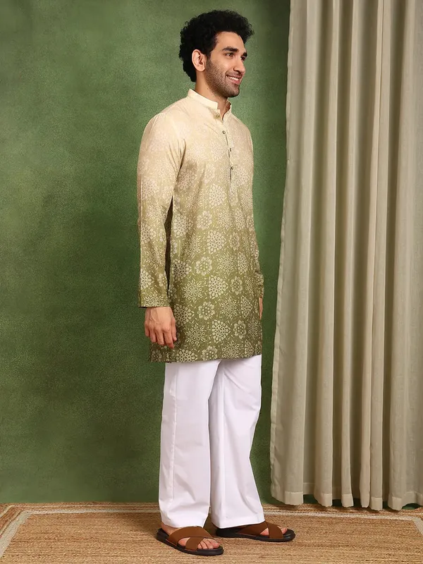 Men_Olive_Cotton_Silk_Straight_Printed_Kurta_With_Pyjama