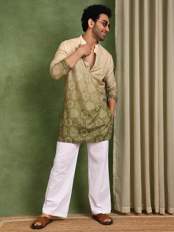 Men_Olive_Cotton_Silk_Straight_Printed_Kurta_With_Pyjama