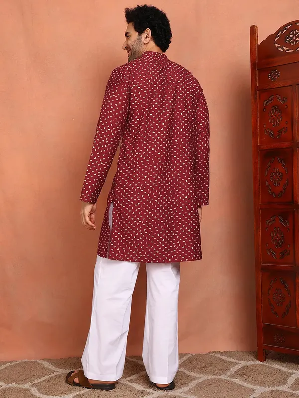 Men_Bandhani_Printed_Chanderi_Silk_Kurta