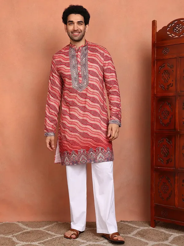 Men_Pink_Chanderi_Silk_Straight_Yoke_Design_Kurta_With_Pyjama