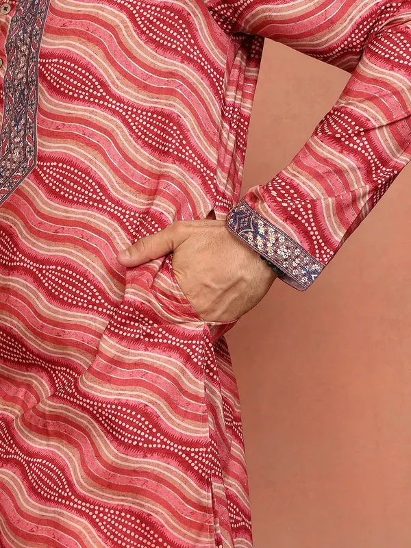 Men_Pink_Chanderi_Silk_Straight_Yoke_Design_Kurta_With_Pyjama