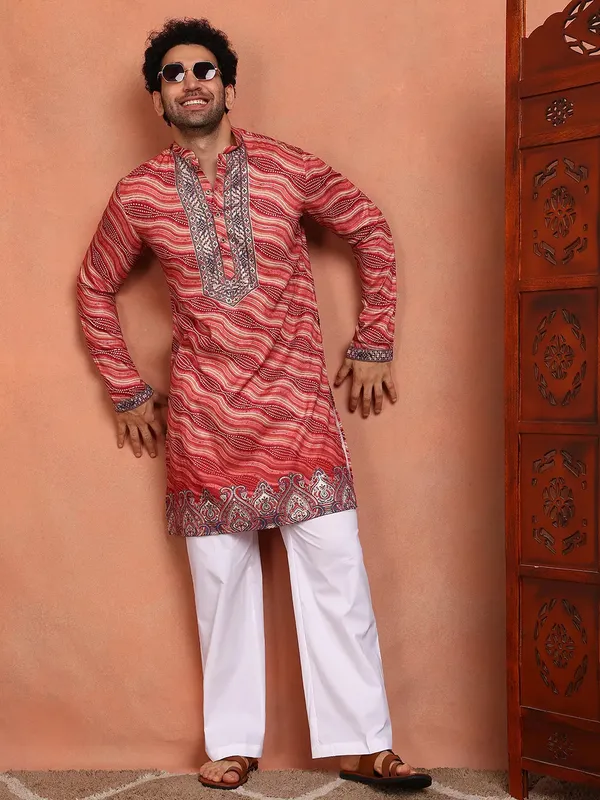 Men_Pink_Chanderi_Silk_Straight_Yoke_Design_Kurta_With_Pyjama
