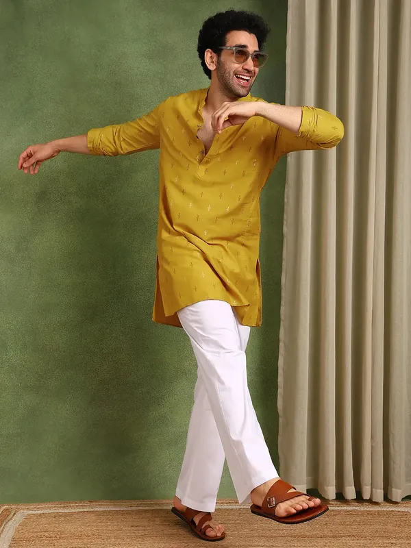 Men_Mustard_Cotton_Silk_Straight_Kurta_With_Pyjama