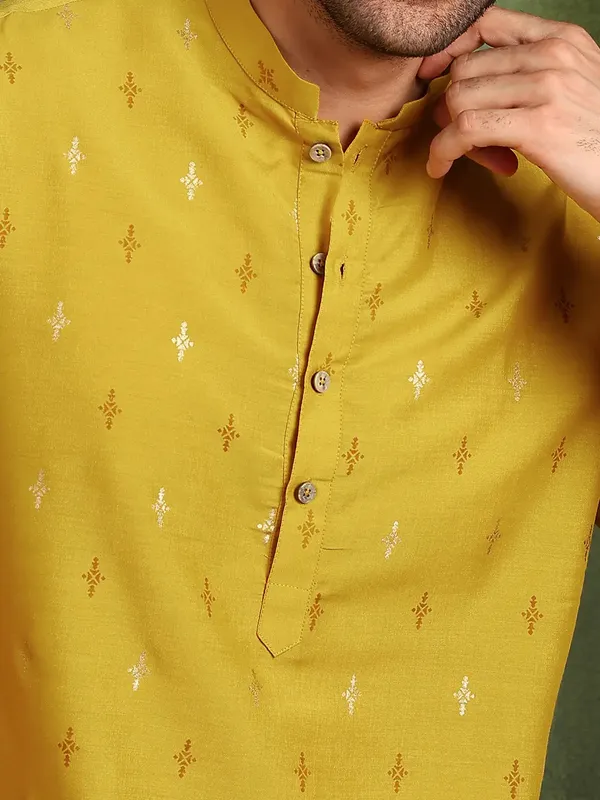 Men_Mustard_Cotton_Silk_Straight_Kurta_With_Pyjama