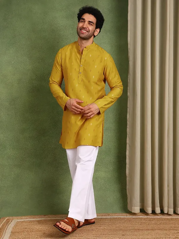 Men_Mustard_Cotton_Silk_Straight_Kurta