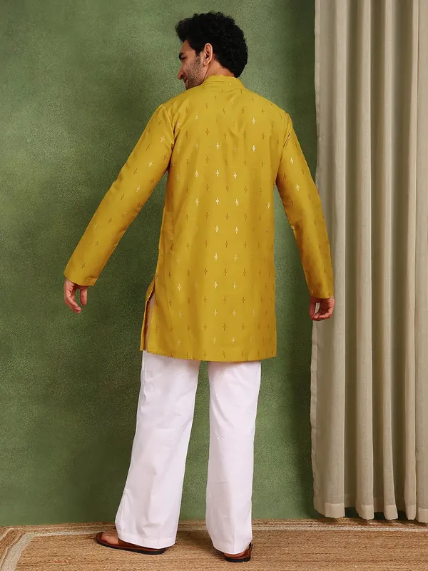 Men_Mustard_Cotton_Silk_Straight_Kurta