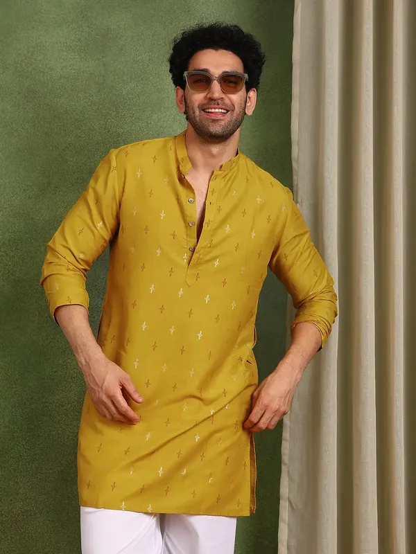 Men_Mustard_Cotton_Silk_Straight_Kurta