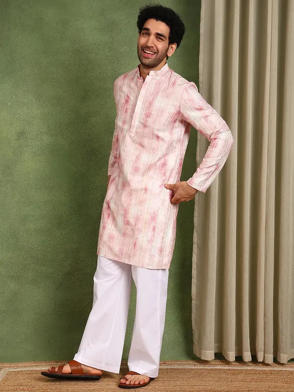 Pink_Chanderi_Silk_Kurta_Pyjama_Set_for_Men