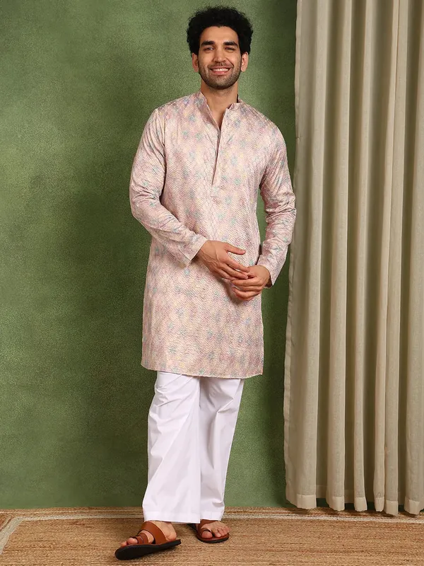 Men_Pink_Sequin_Cotton_Satin_Straight_Printed_Kurta