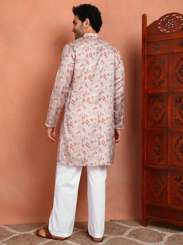 Men_Grey_Cotton_Silk_Straight_Kurta_With_Pyjama