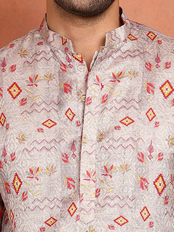 Men_Grey_Cotton_Silk_Straight_Kurta_With_Pyjama