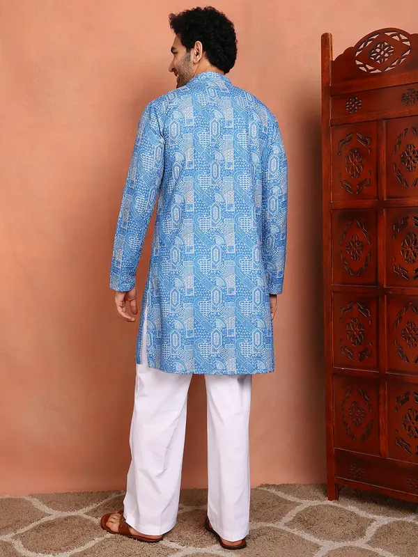 Men_Blue_Cotton_Silk_Straight_Kurta_With_Pyjama
