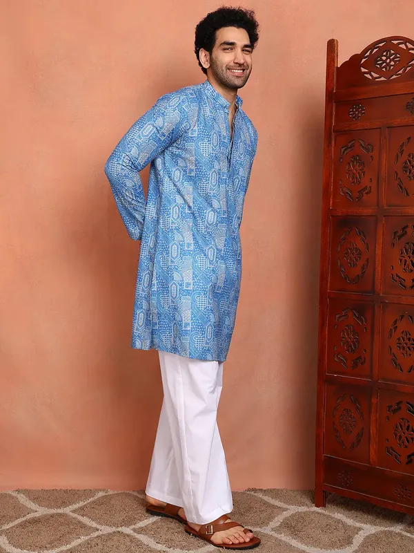 Men_Blue_Cotton_Silk_Straight_Kurta