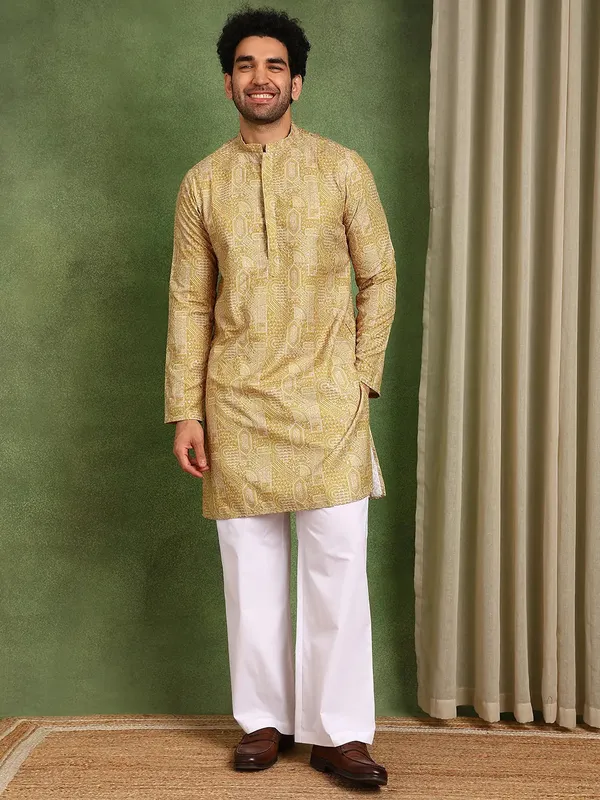 Men_Mustard_Cotton_Silk_Straight_Kurta