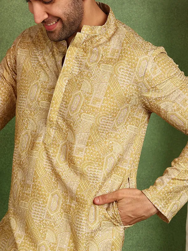 Men_Mustard_Cotton_Silk_Straight_Kurta