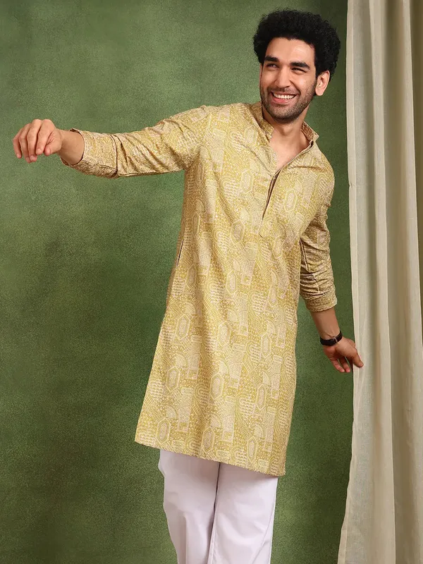 Men_Mustard_Cotton_Silk_Straight_Kurta