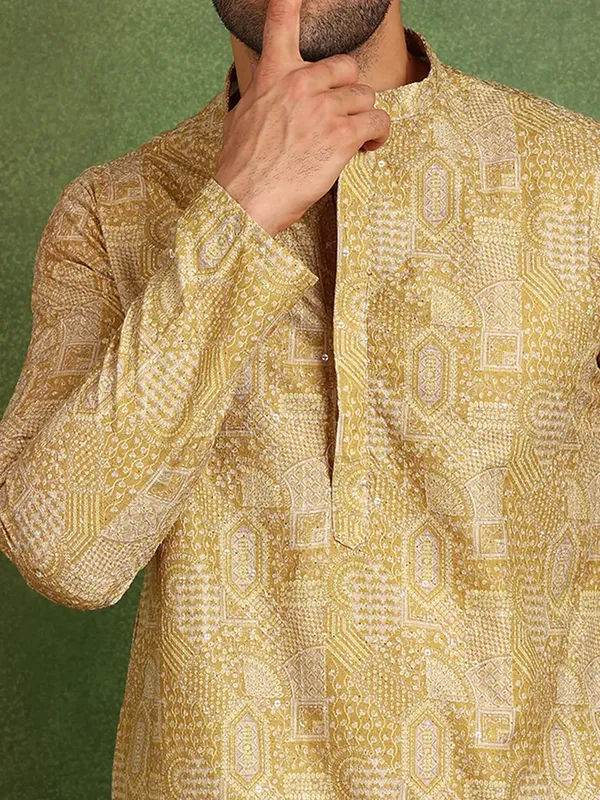 Men_Mustard_Cotton_Silk_Straight_Kurta