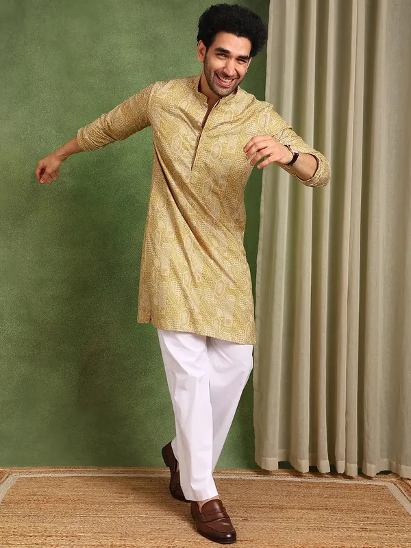 Men_Mustard_Cotton_Silk_Straight_Kurta