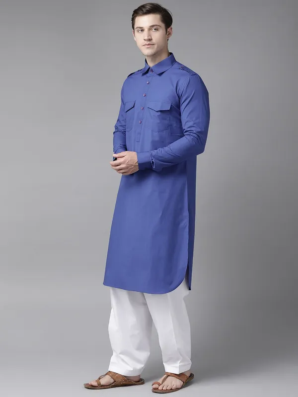 Men_Royal_Blue_Pathani_Kurta_with_Salwar