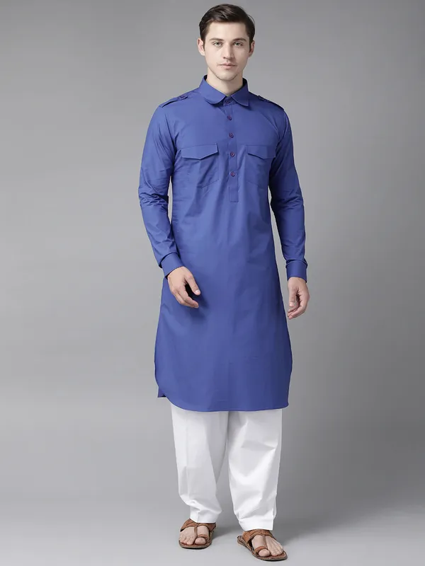 Men_Royal_Blue_Pathani_Kurta_with_Salwar