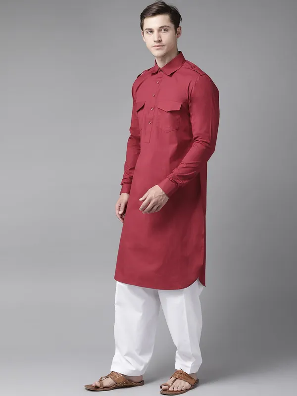 Men_Maroon_Pathani_Kurta_with_Salwar