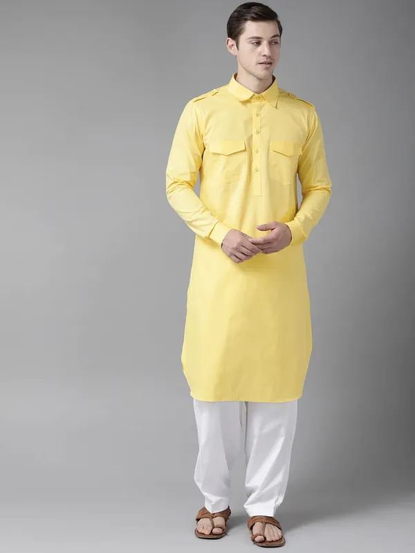 Men_Yellow_Pathani_Kurta_with_Salwar